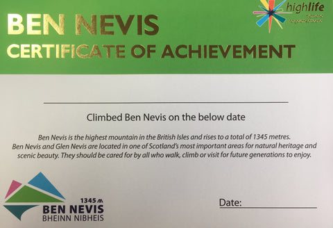 Ben Nevis Certificate