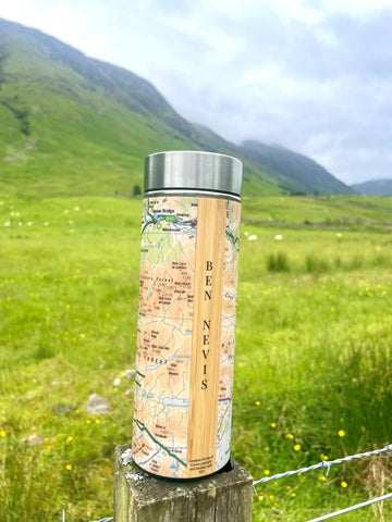 Ben Nevis map sustainable bamboo flask